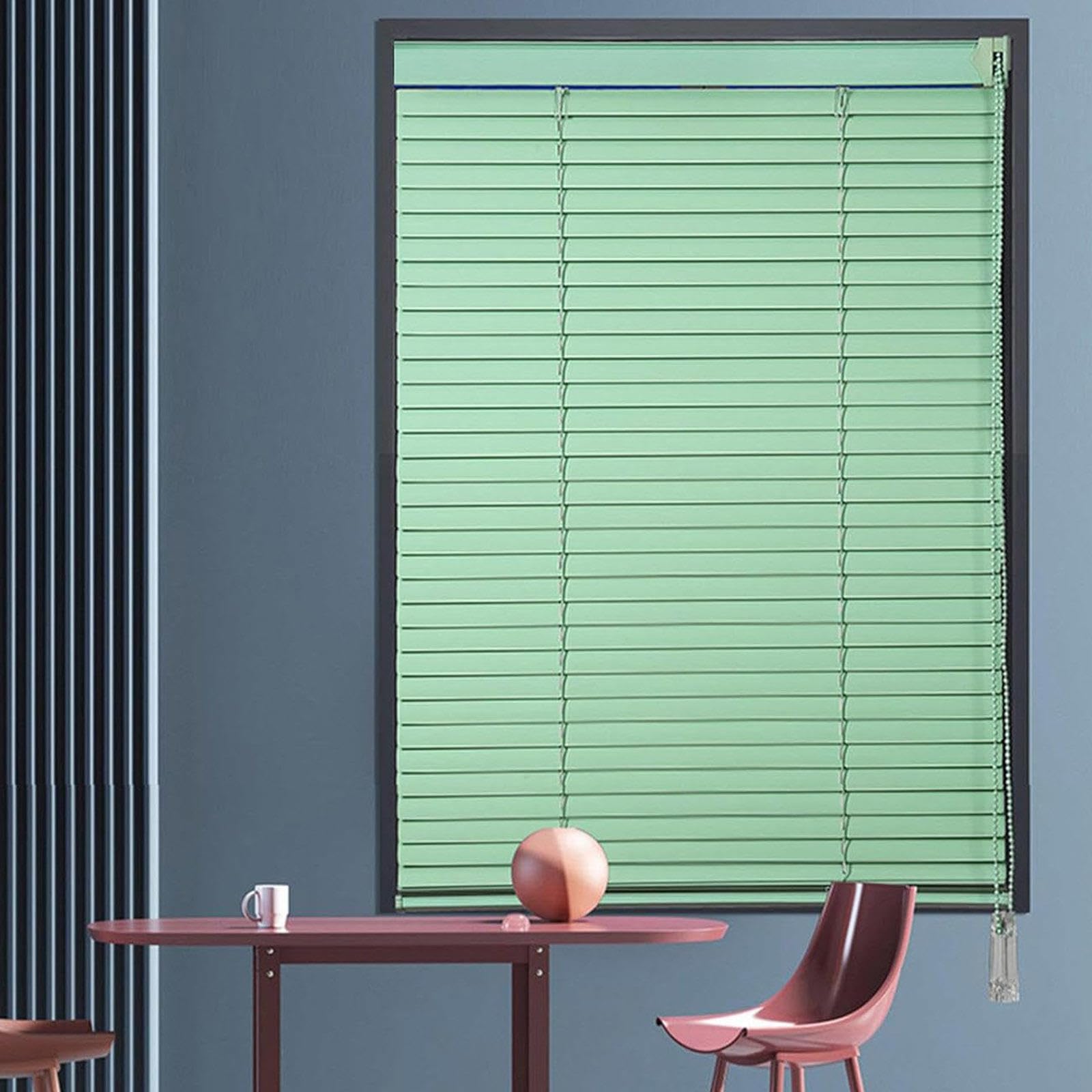 Grüne Jalousie 60/70/80/90/100cm Breit,Metall Aluminium Jalousien Für Fenster,Sichtschutzvorhänge,Verdunkelungs/Wärmeschutz Horizontal Jalousette,25mm Lamellen Jalousetten,W×H-90×140cm(35*55in)