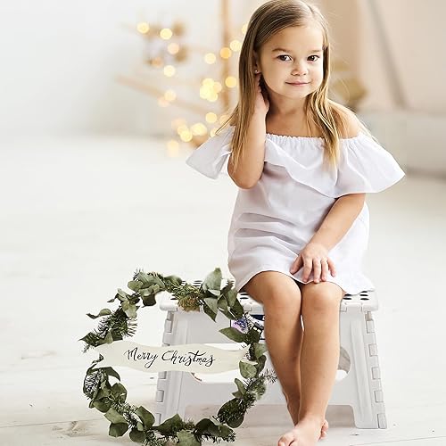 Miniatura 193 de Delxo Taburete plegable de 9 pulgadas, taburetes negros plegables para niños, taburete plegable portátil con asa, taburete plegable para cocina