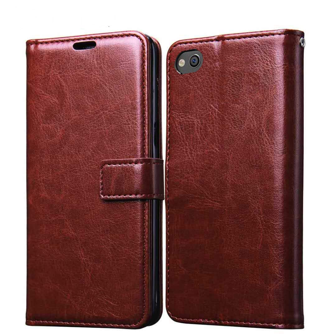 FancyArt Designed Artificial Leather Flip Cover for Xiaomi Redmi GO Back Cover Case Magnetic Closure Card Pockets Wallet Case for Xiaomi Redmi GO Phone Case (Brown)