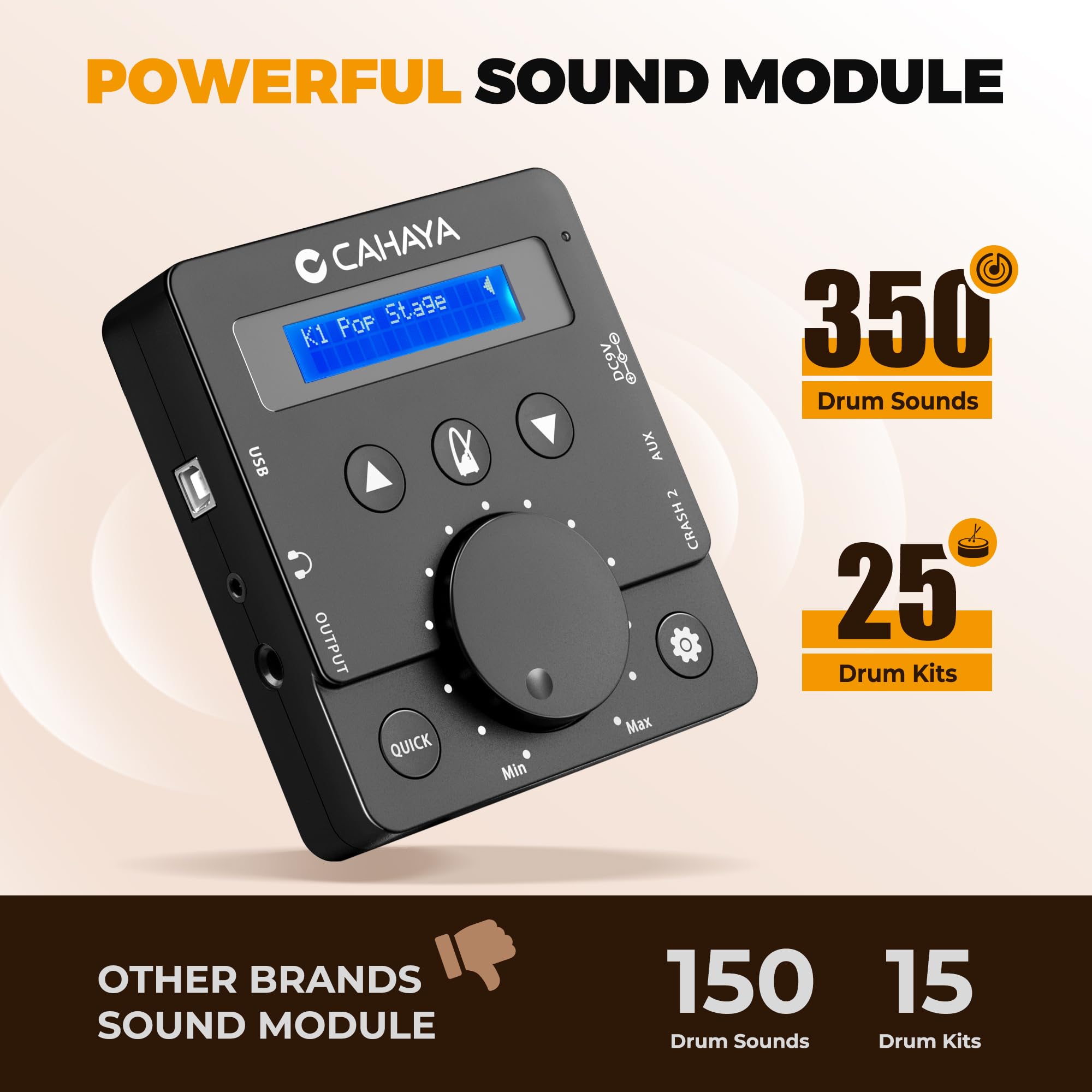 CAHAYA Batería Electrónica con Pads de Malla: Dual Trigger y 350 Sonidos – E-Drum Kit con Caja de 8", Kit Completo con Banqueta, Auriculares y Baquetas – Ideal para Niños y Principiantes