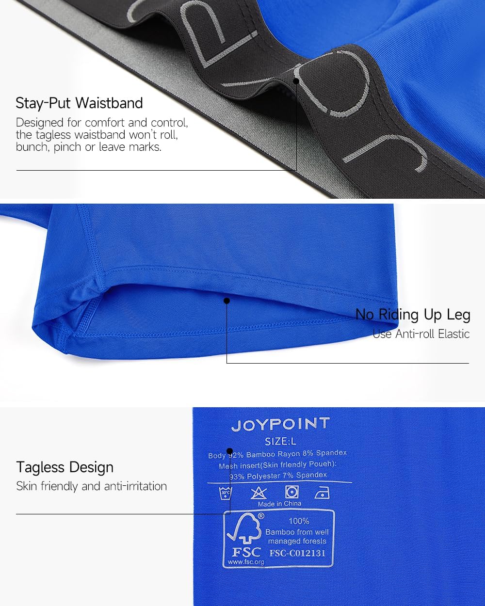 5 Pack Men's Underwear,Rayon Made From Bamboo Boxer Briefs,Ultra Soft Breathable,No Riding Up Long Leg - Image 4