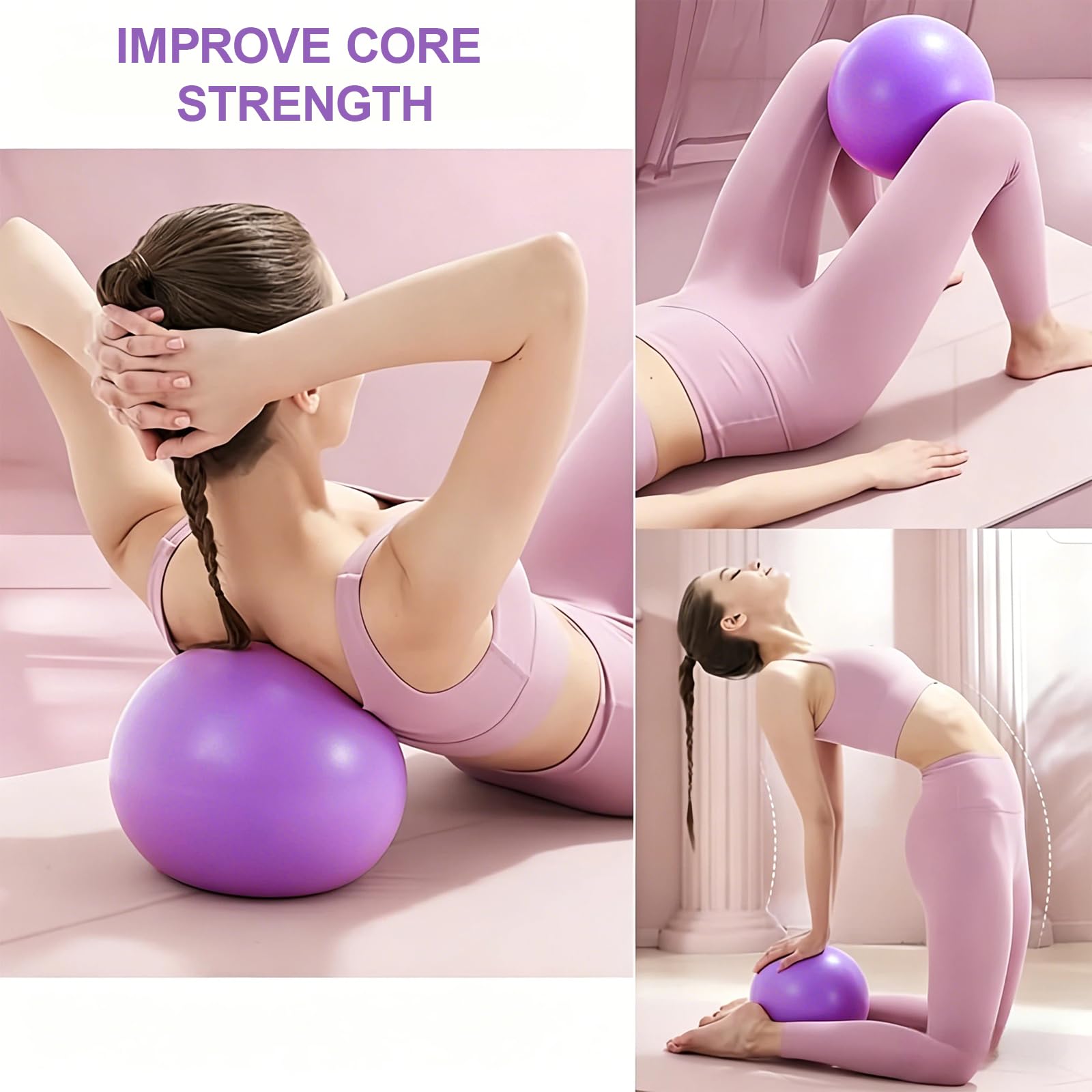 Kit de Pilates à Domicile pour Femmes : Ballon et Anneau de Pilates, Bandes de résistance, Anneau d'entraînement, équipement de Fitness à Domicile pour Le renforcement (Femmes et Hommes)