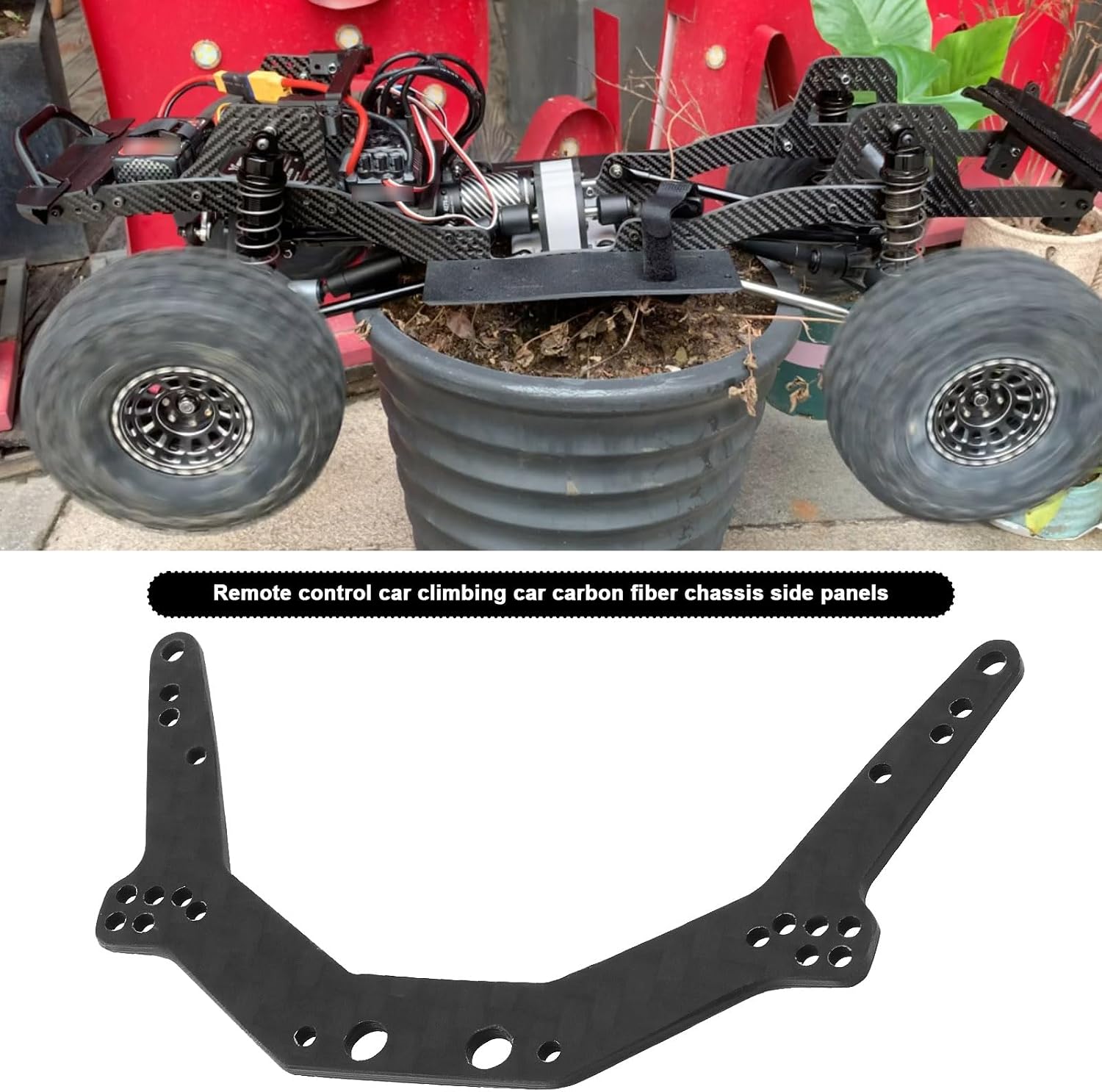 ECSiNG 1 Set Carbon Fiber Chassis Side Plates Girder Rails Upgrade Part Compatible with Axial AX24 1/24 RC Crawler, Left and Right