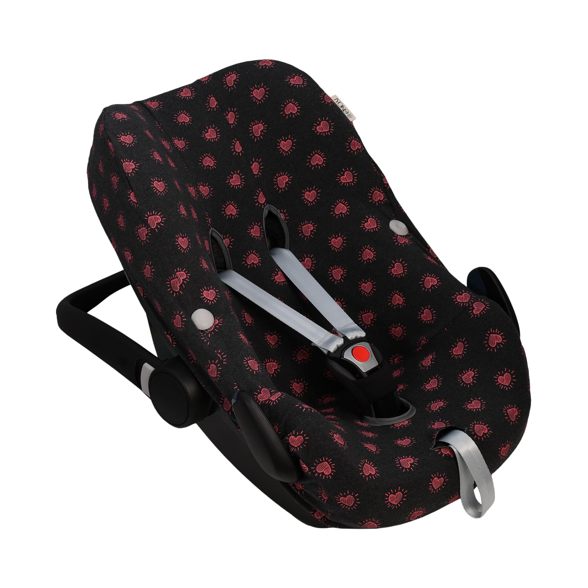 JYOKO KIDS Rivestimento per seggiolino auto in cotone compatibile con Maxi Cosi Pebble (Fluor Heart, Pebble Pro I-size)