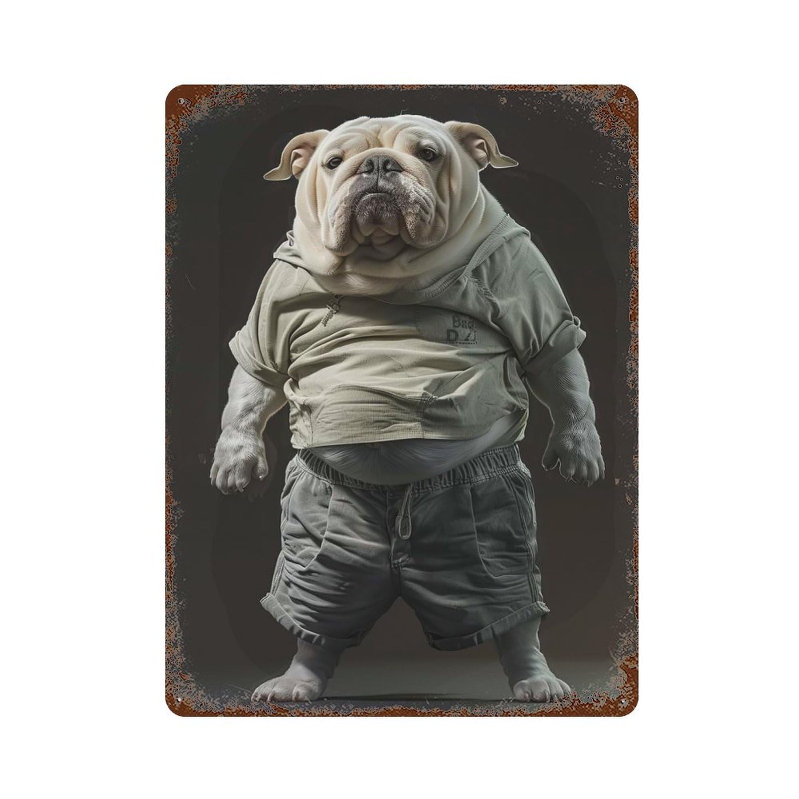 Dog Fat Decorative Tin Sign 15.7"x11.8", Ideal for Basement, Hobby Room And Garage Decor