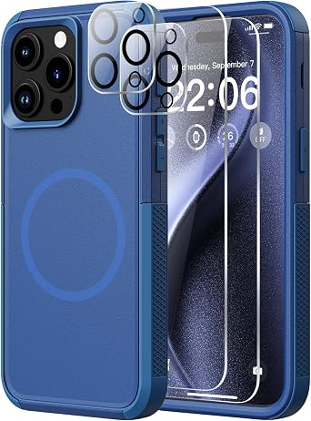Diverbox for iPhone 15 Pro Max Case - [Compatible with MagSafe] [with Screen Protector ] [Shockproof] [Dropproof] Heavy Duty Protection Phone Case for iPhone 15 Pro Max Blue