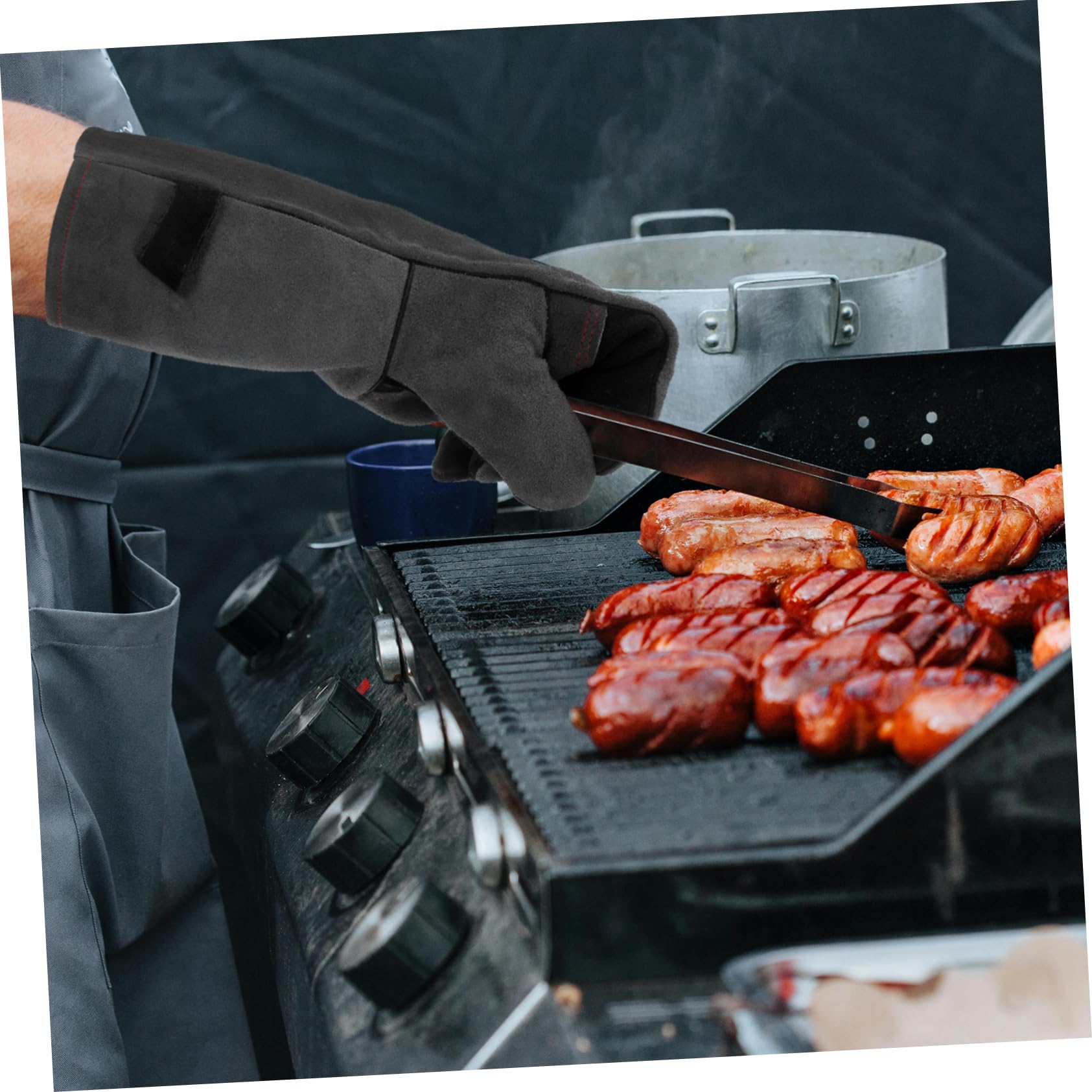 Artibetter Lederhandschuhe Hitzebeständig Für Küche Und Grill Feuerfeste Arbeitshandschuhe Mit Isolierendem Schutz Robuste Ofenhandschuhe Für Hohe Temperaturen
