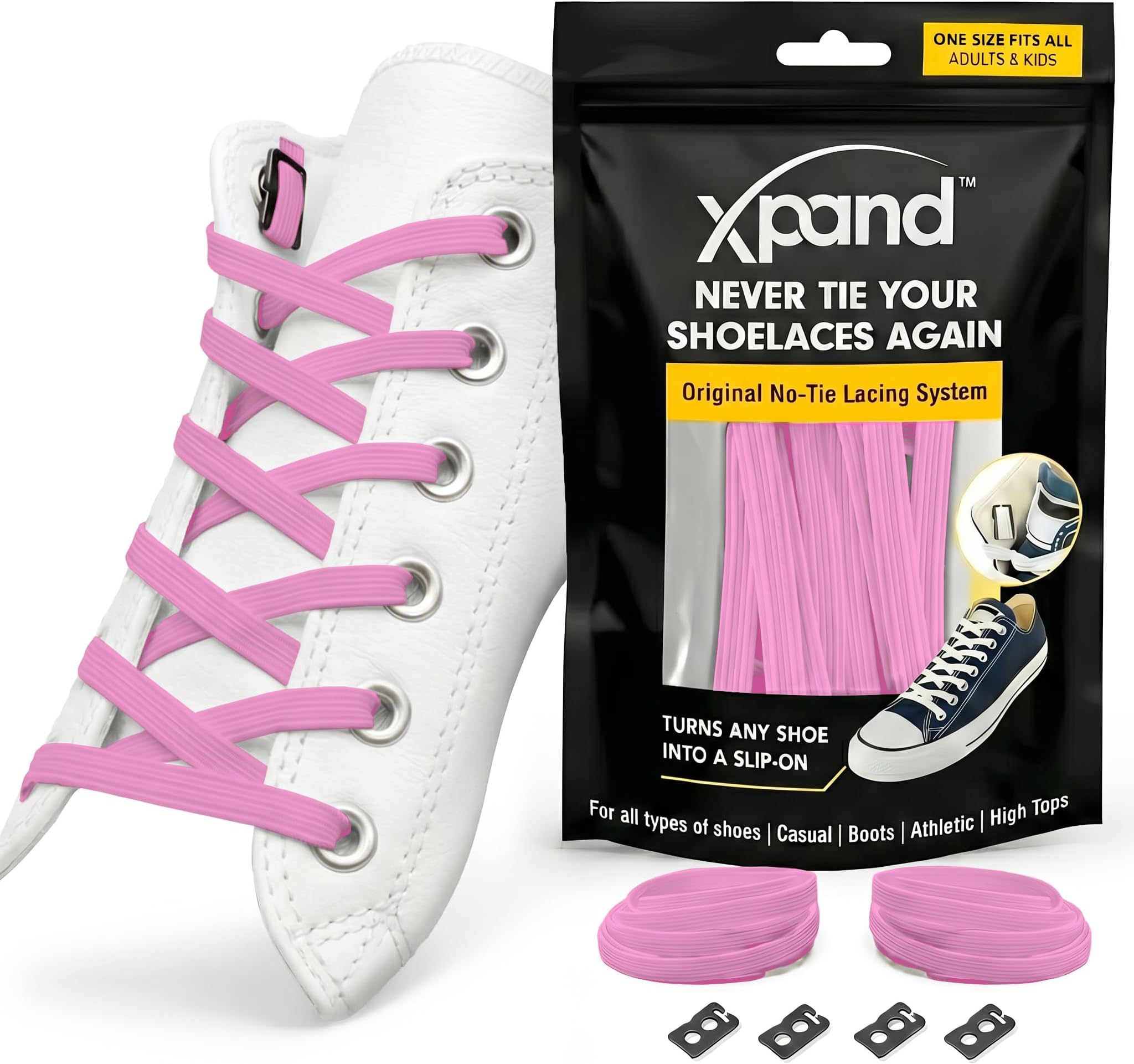 No Tie Elastic Shoe Laces for Sneakers - Shoelaces for Adults & Kids