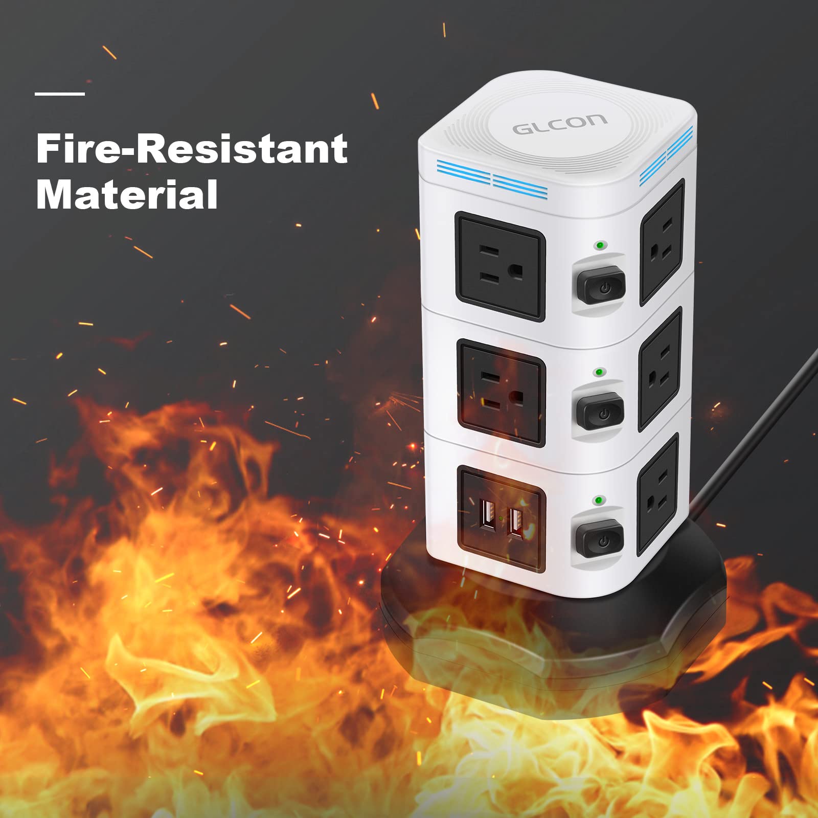 Buy Power Strip Tower Surge Protector with Fast Wireless Charger, 10