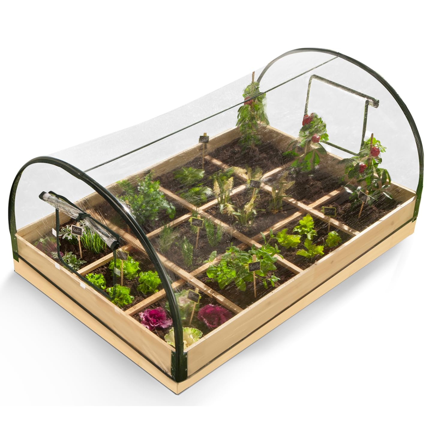 IDMarket - Kit Complet 3 bacs modulables carrés Potager et Serre à tomates + Treillis + Housse
