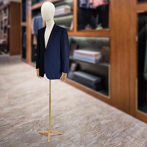 Miniatura 8 de Maniquí masculino Torso Forma de maniquí cuerpo de maniquí con brazos de madera 53-76 pulgadas de altura ajustable con trípode soporte de metal para
