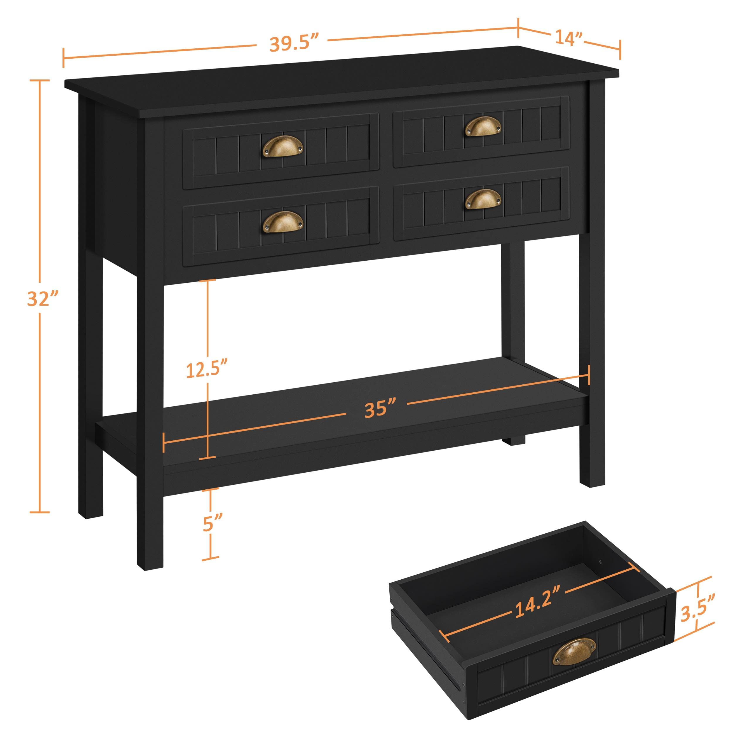 Buy Yaheetech Console Table with 4 Drawers and Shelf, Sofa Table Narrow ...