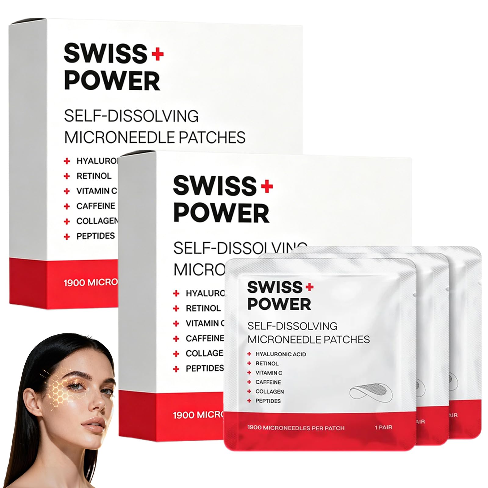Swiss Power Patch Occhi Con Microaghi, Swiss Power Cerotti Occhi, Idratanti E Rassodanti, Riduce Occhiaie, Borse E Rughe, Patch Contorno Occhi Antirughe Per Una Cura Quotidiana (2 confezione)