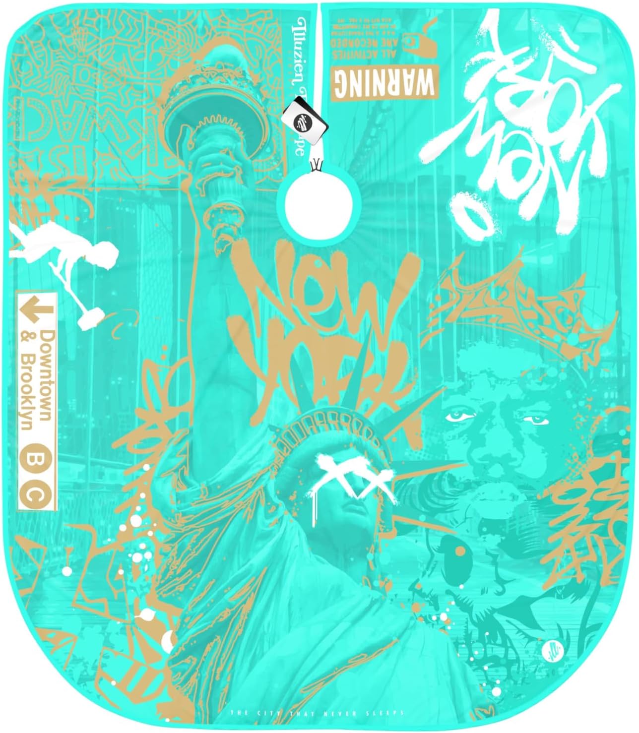 Illuzien Liberty Island PRO Barber Cape, Hair Cut Drape, Water-Resistant Barber Accessories, Professional Cape