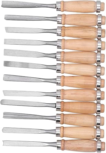 Miniatura 9 de Walfront 12 cinceles de torneado de madera, herramientas de separación de ranuras de madera, accesorios de tallado de carpintería, 8 pulgadas
