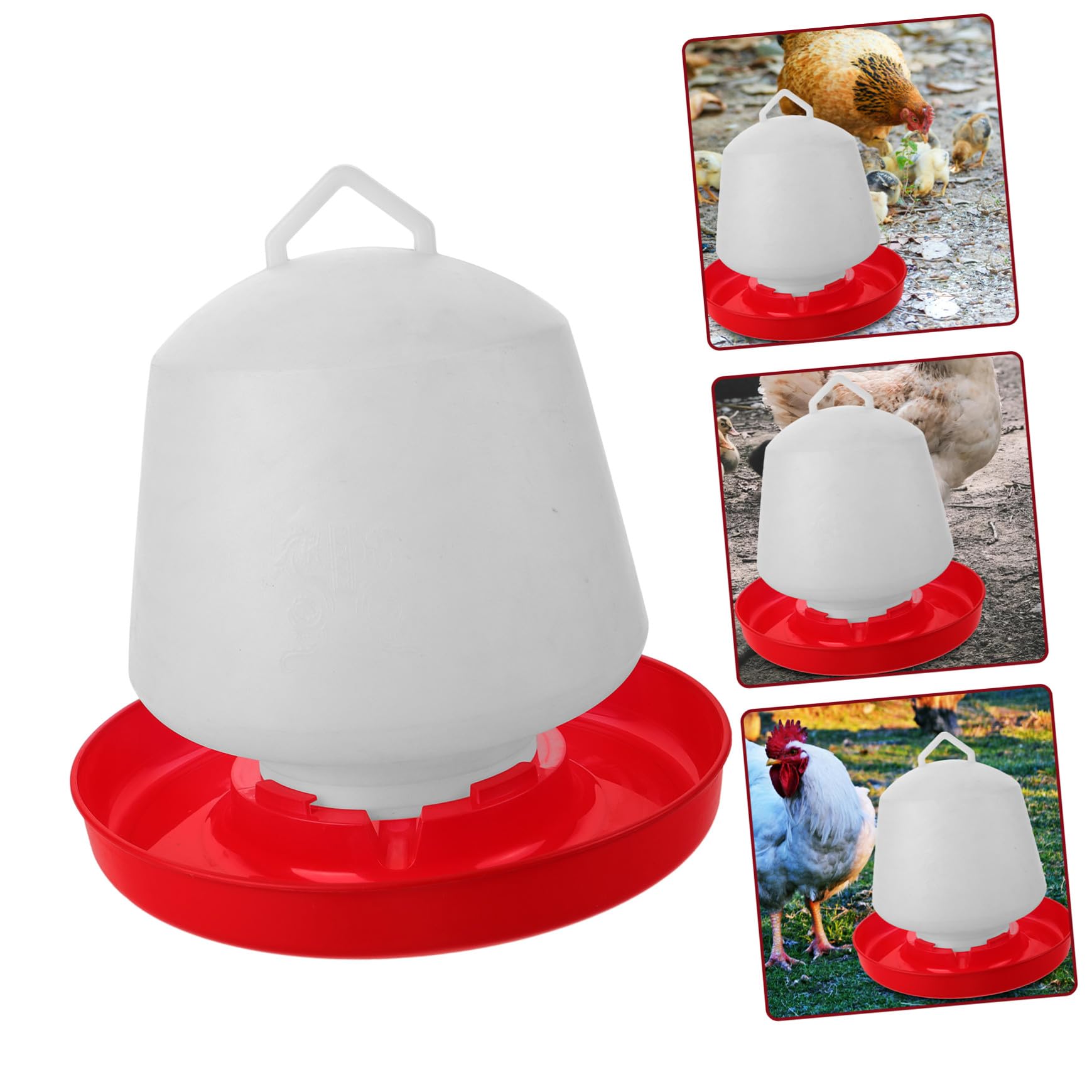 Didiseaon Mangiatoia per Galline in Plastica Bianca Protezione Solare e Installazione Comoda, Design Creativo per Alimentazione Pollame All'aperto, Vasca Pratica e Resistente