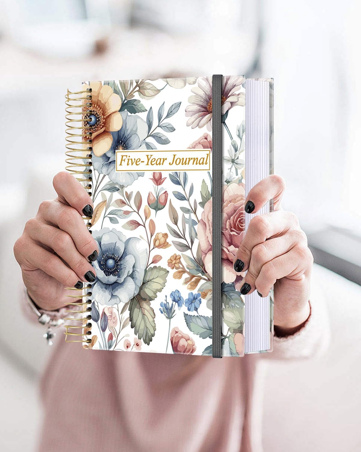 5 Year Journal | One Line a Day Jouranl | Quick and Easy Five Year Daily Journal System | Five Year Day by Day Planner for Woman & Man, 5.8" x8.5", Colorful Large Flower