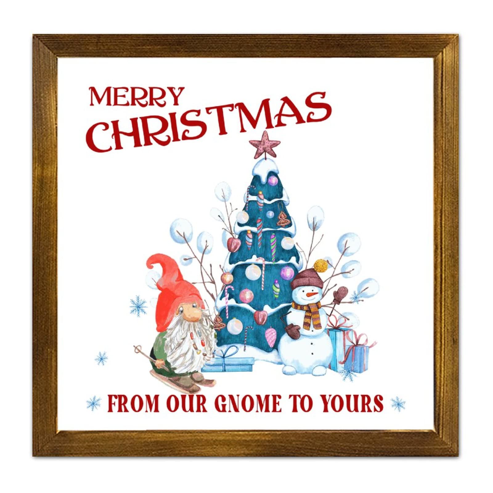 Plaque en bois bonhomme de neige déco salon rétro 30cm