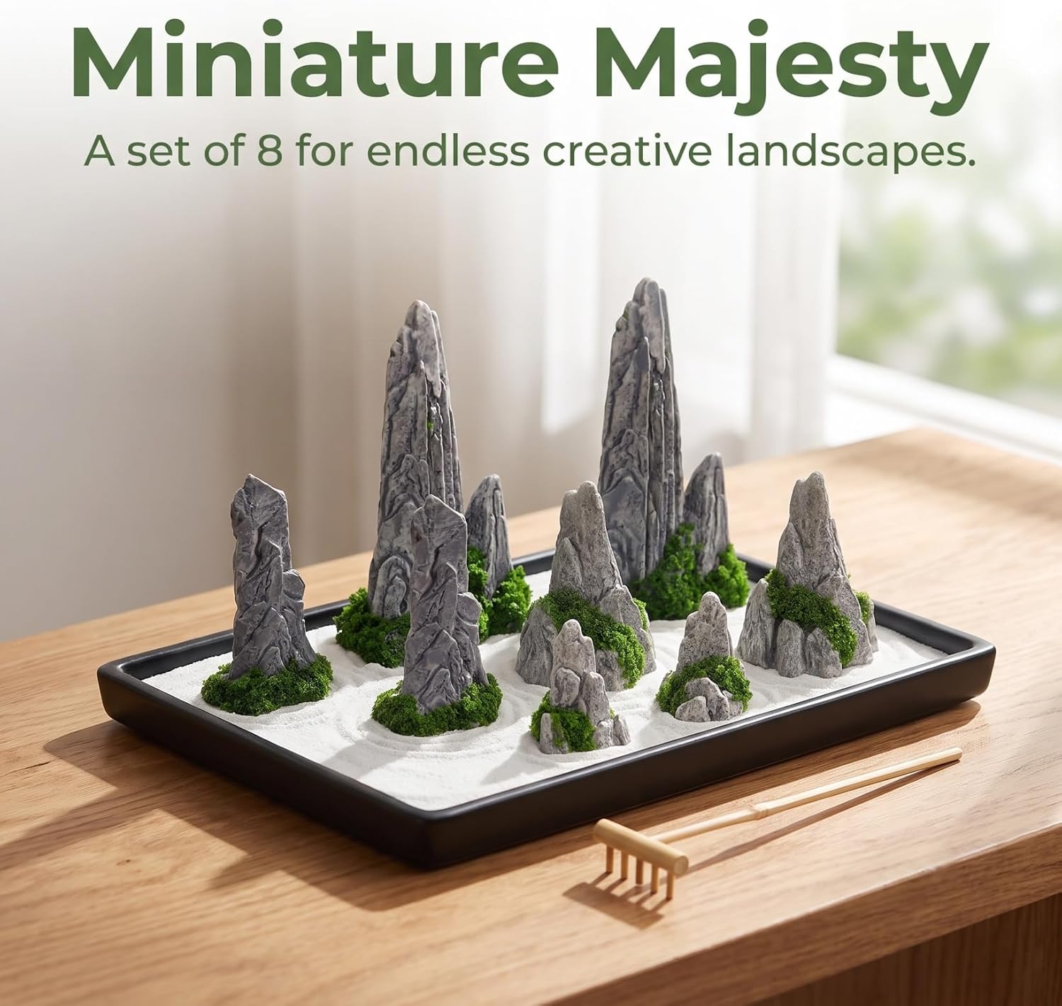 Housoutil 8pcs Miniature Rockery Decor Bonsai Ornaments for Micro Landscape Terrarium Decorations for Pot Plants Moss Scenes Desktop Garden Home Office 3.03 X 1.77 X 1.18 in