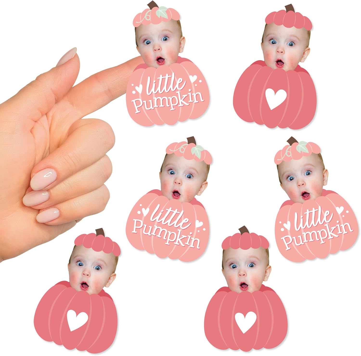 Big Dot of Happiness Custom Photo Girl Little Pumpkin - Fall Birthday Party Favors - Fun Face Cut-Out Stickers - Set of 24
