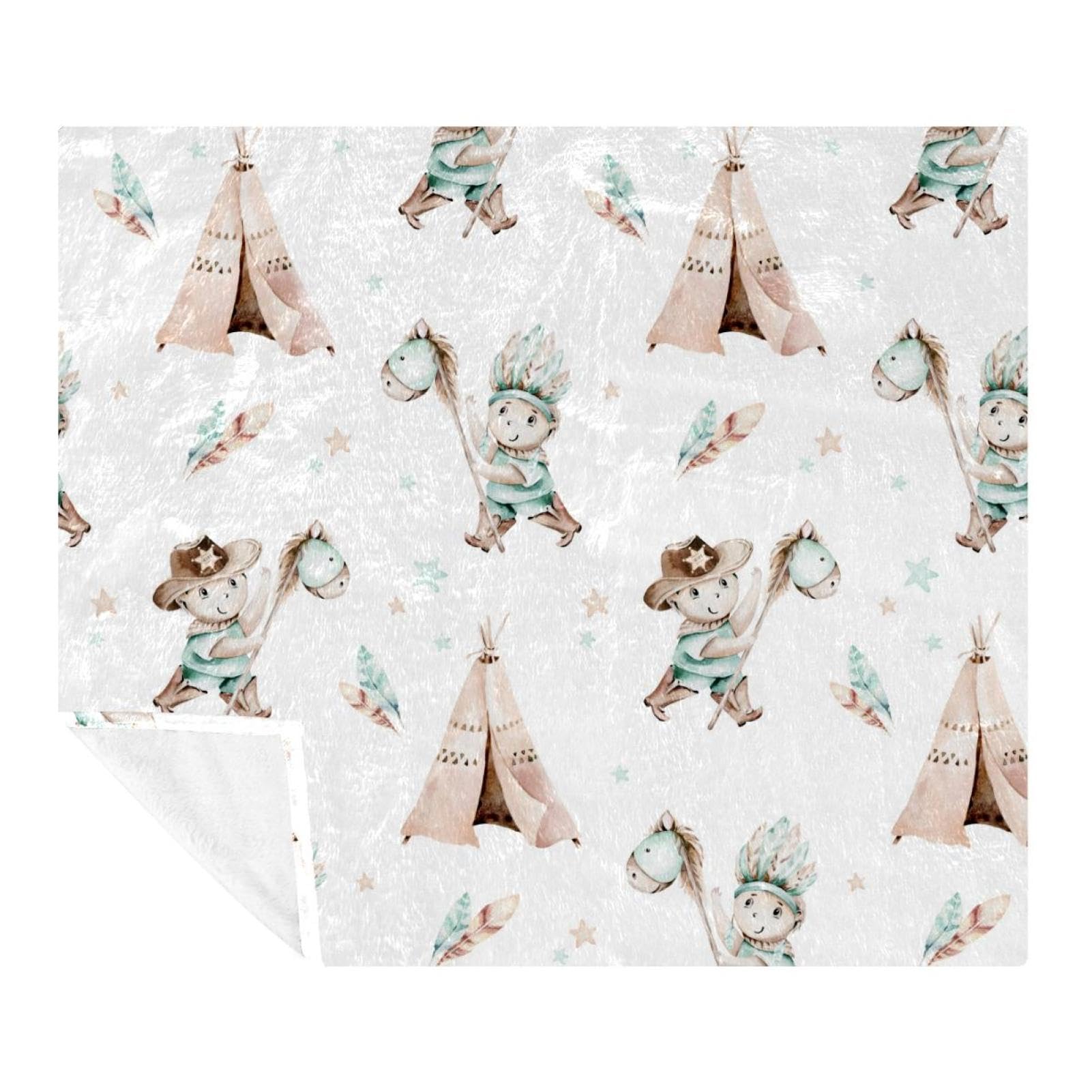 Couverture de cowboy occidental 150x130 en microfibre pour lit et canapé