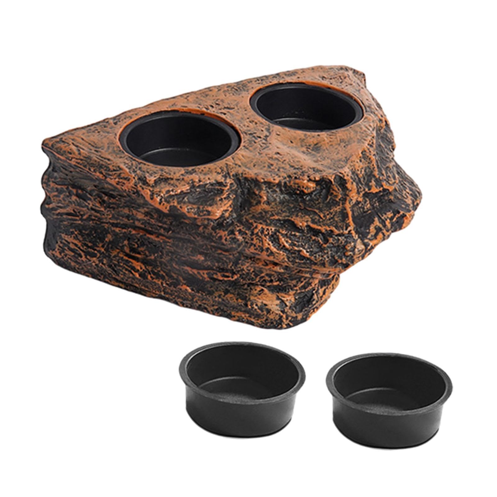 ????? Reptile Feeding Tray Platform Food Water Bowl Multipurpose Feeder Ledge for Tree Frogs, Turtles Accessories, Dual Slots