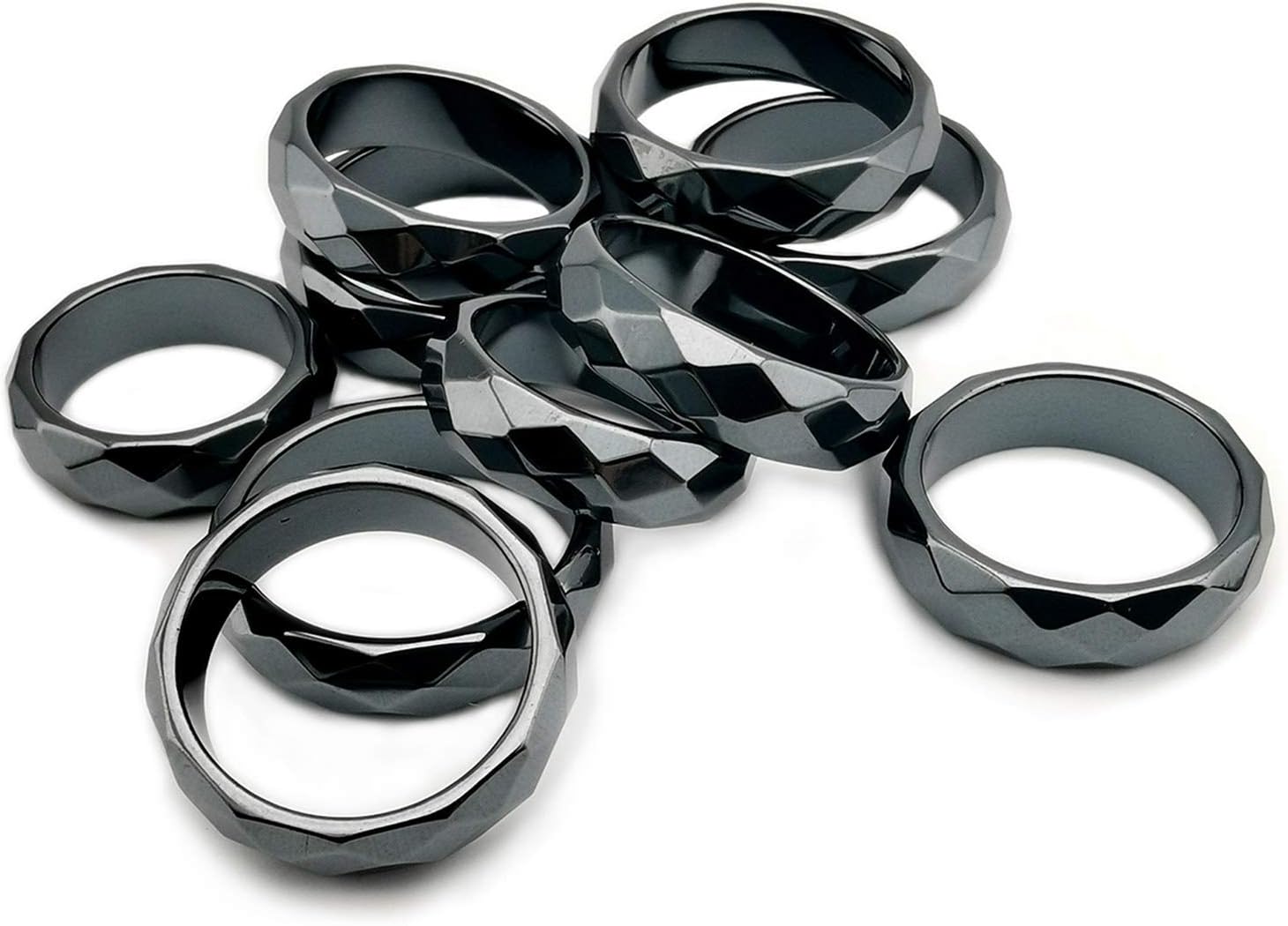 Hematite Stone Ring Collection – Mixed Sizes Unisex Pack, Perfect for Chakra Work, Daily Wear & Gift Giving