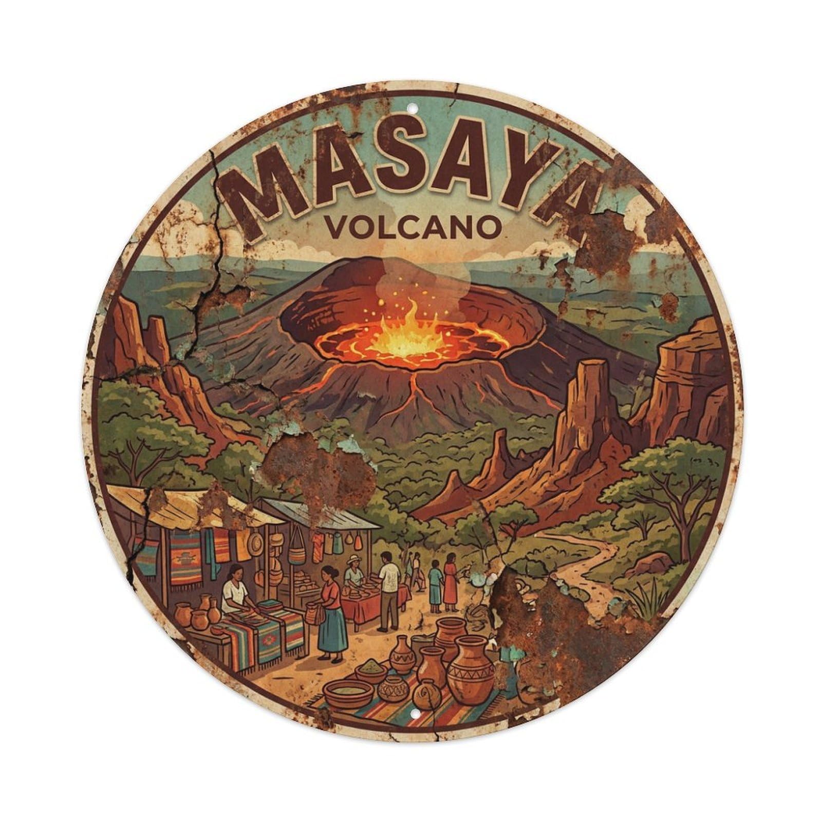 Retro Nicaragua Travel Masaya Metal Tin Sign