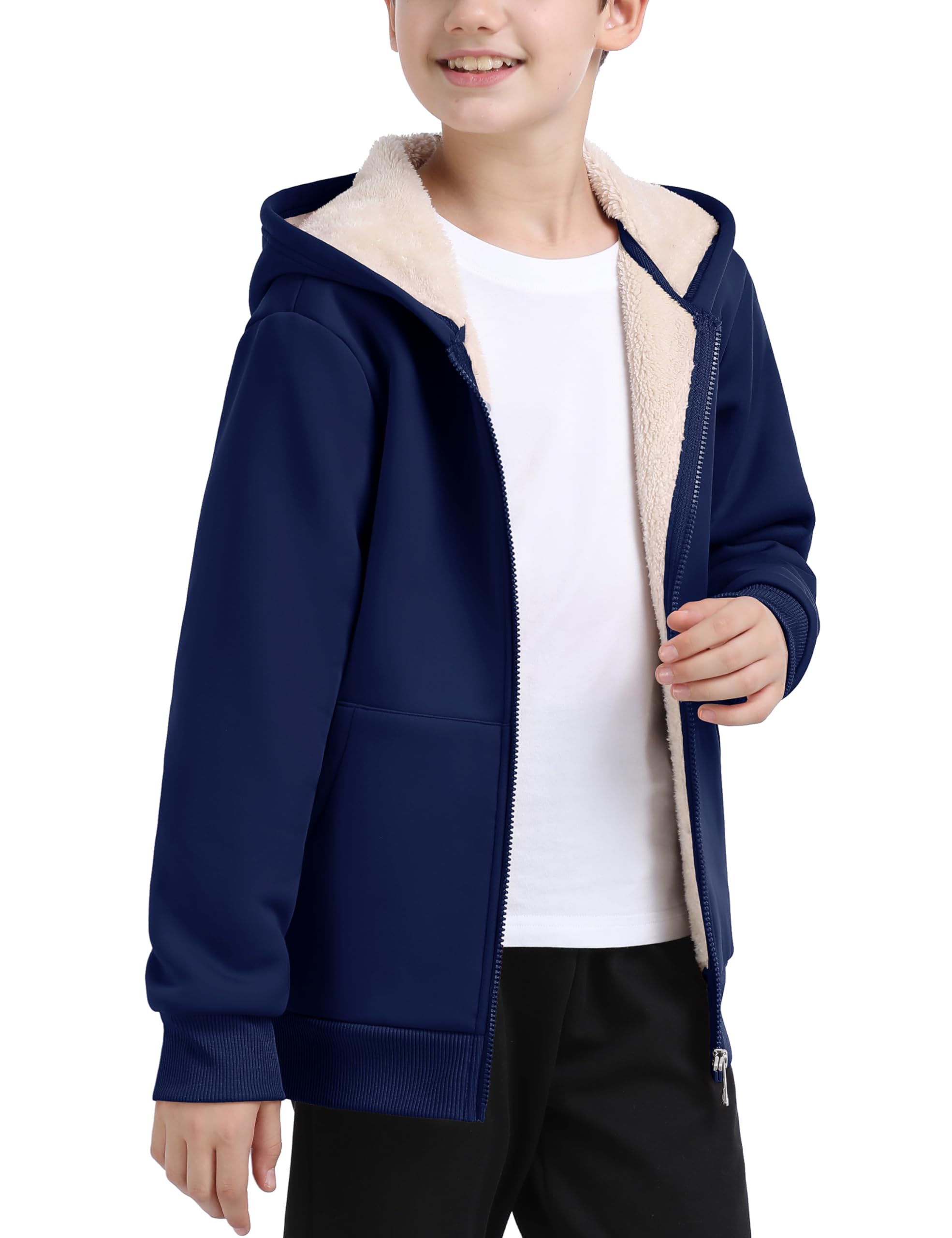 MoFiz Sudadera con Capucha Niños Invierno Chaqueta de Forro Polar Cálido Abrigo de Manga Larga con Cremallera y Bolsillos