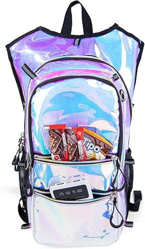 Miniatura 8 de Mochila de hidratación con luces frías, bolsa de agua de 2 L, bolsa ligera para correr, senderismo, bicicleta, escalada, festival de música esencial