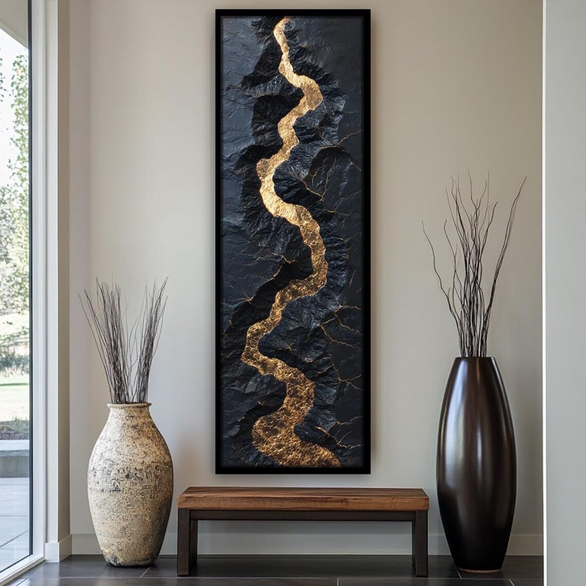 YUSUZHU Long Narrow Art, Tall and Thin Canvas wall Art, Vertical Wall Art, Framed Canvas Art for Office, Rooms or Hall Painting(55x110cm/Frameless)