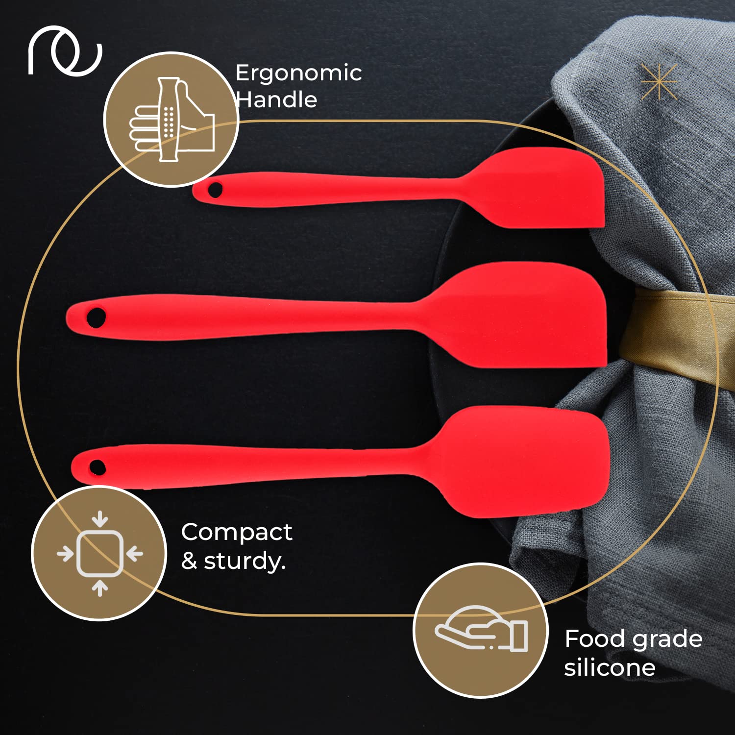 Frenchware Non-Stick Premium Silicone Spatula for Cooking, Baking & Mixing| Heat-Resistant up to 230°C| Food-Grade & BPA-Free | Dishwasher Safe | FDA Approved (Set of 3 - Spatulas) 2