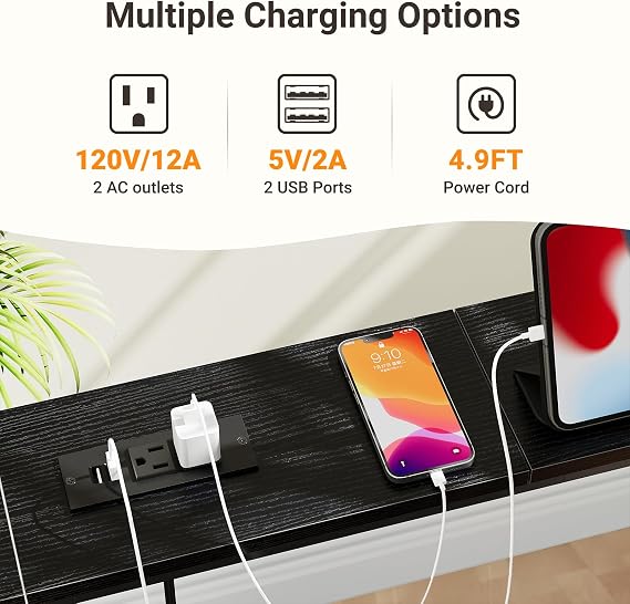ELYKEN 2 Pack 5.9 Narrow Console Sofa Table with Power Outlets, Total 78.8” Long Behind Couch Table with Charge Station and 5.9’ Extension Cord for Living Room, 5.9 D x 78.8”W x 29.5”H, Black