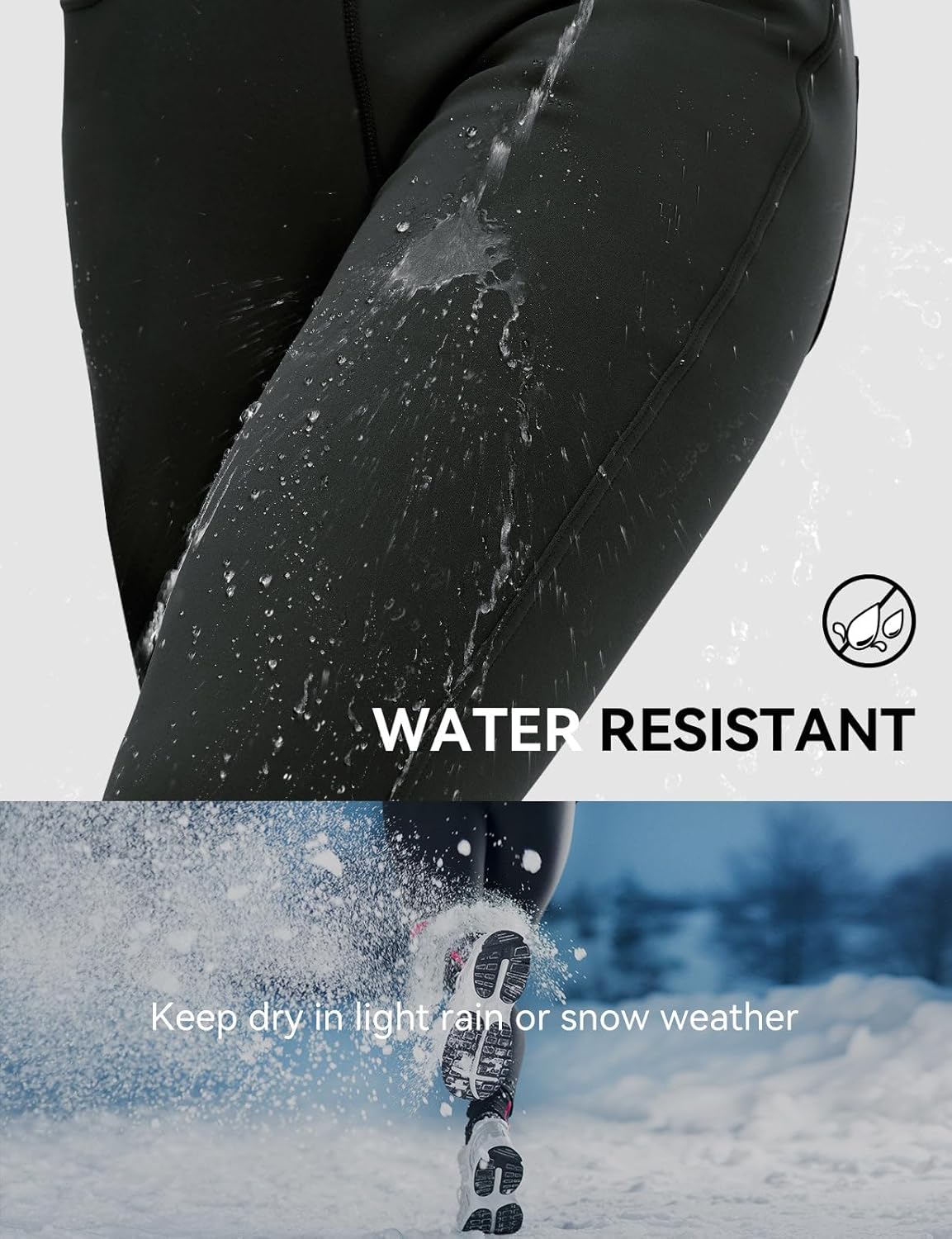 baleaf Women's Thick Fleece Lined Leggings Winter Warm Jeggings Water Resistant High Waisted Tights Snow Pants 4 Pockets - Image 4