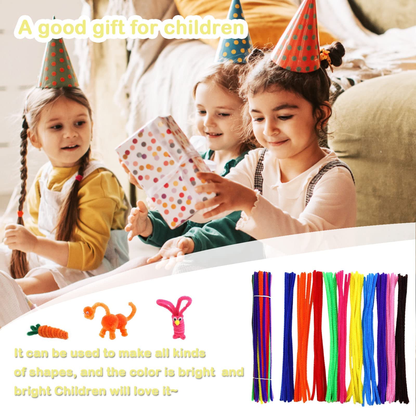 PMELCXD 300 Pcs Multicolor Chenille Pipe Cleaners, 30cm x 4mm, Craft & DIY Arts & Crafts for Kids - Image 3