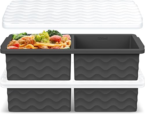 Miniatura 11 de Aopigavi Bandeja de silicona para congelador con tapa, moldes para congelador de sopas de 2 tazas, bandejas grandes para cubitos de hielo para