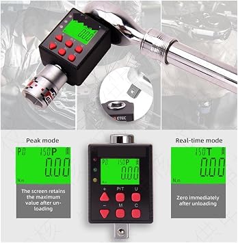 Digital Torque Wrench Speciality High Torque Value Precision Digital Meter 0.1-1500N.m Wrench Including Handle Adapter Test(10-1000N.m(0.75inch))