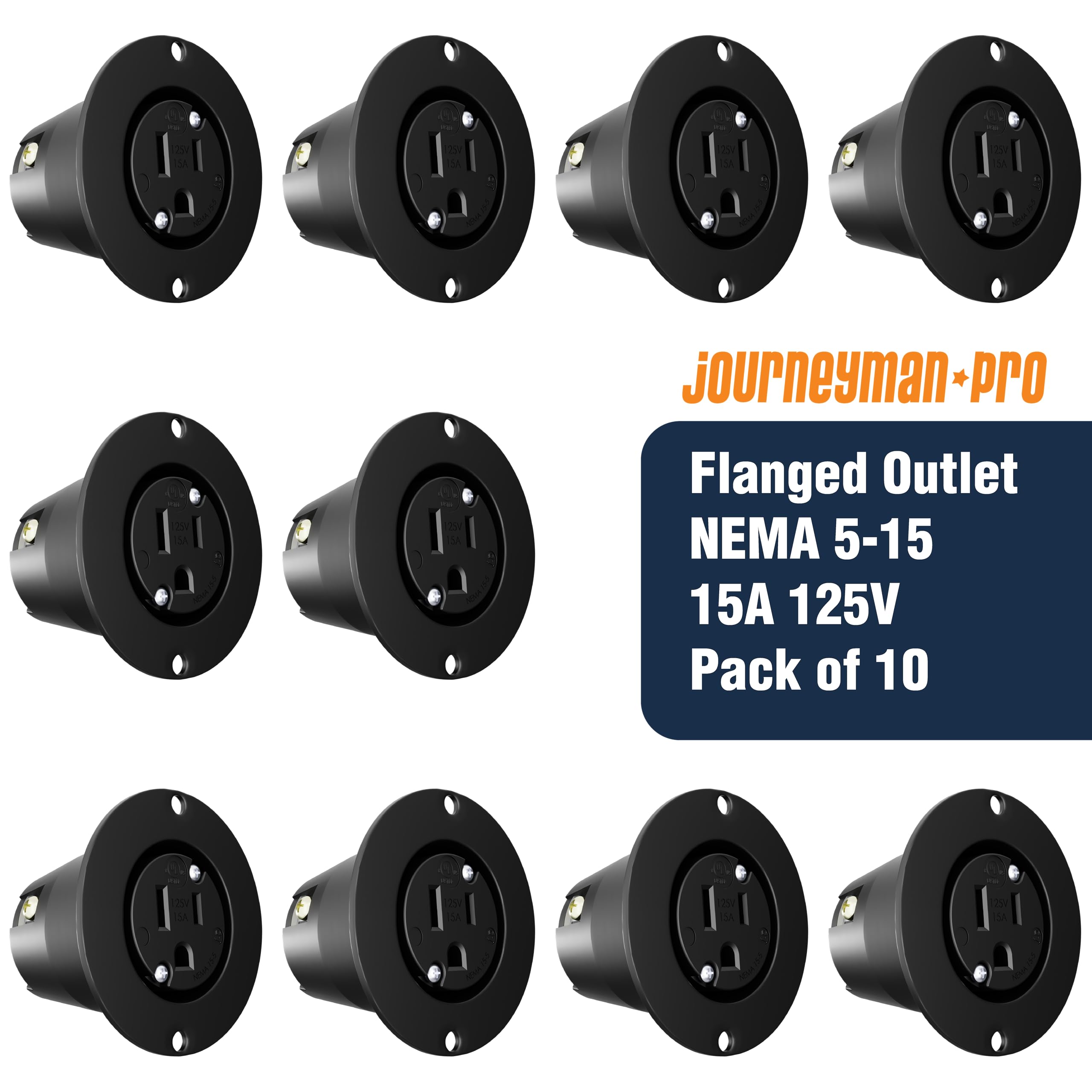 Journeyman-Pro 5279 15 Amp 120-125 Volt, NEMA 5-15 Flanged Outlet
