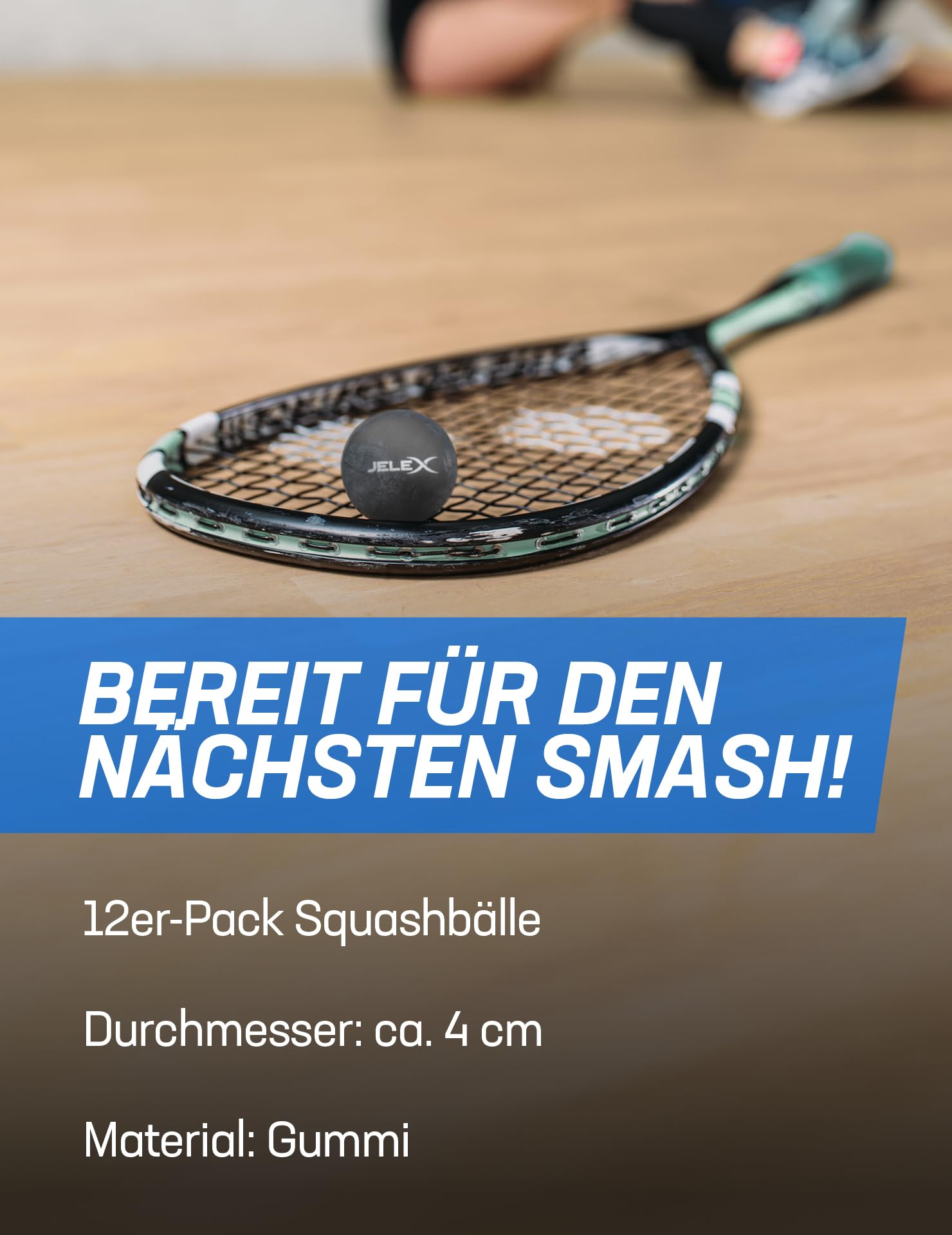 JELEX Crosscourt 12er-Set Squash Bälle aus Gummi-Material mit 4 cm Durchmesser und einem Einzelgewicht von 22 g. Sehr Gute Flug- und Sprungeigenschaften, empfohlen für fortgeschrittene Spieler.
