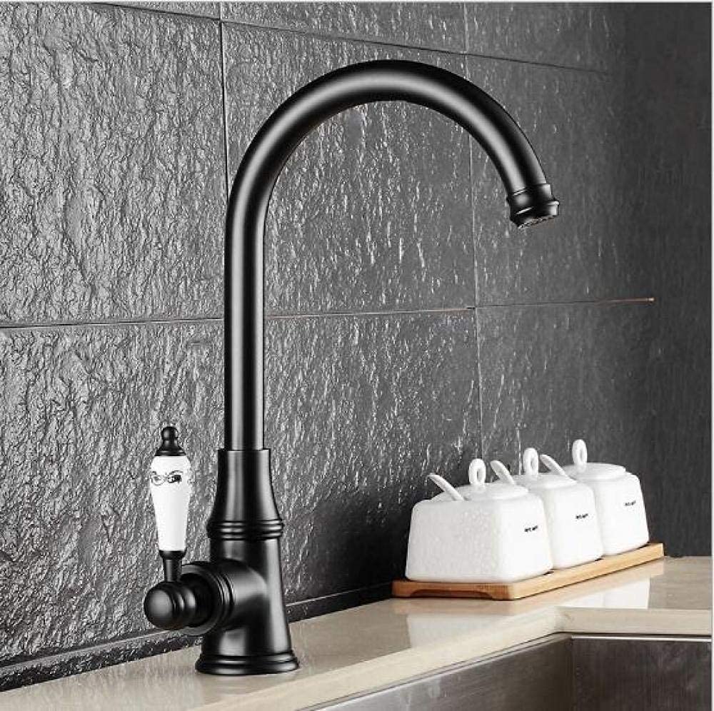 Robinet d'eau chaude et froide style antique noir pour un évier de cuisine rétro