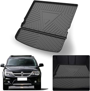Elsetyler Cargo Liner for 2021 Journey - Black TPO All Weather Heavy Duty Waterproof Rear Cargo Tray Trunk Floor Mat Protector Compatible with 2009-2019 2020 2021 Dodge Journey
