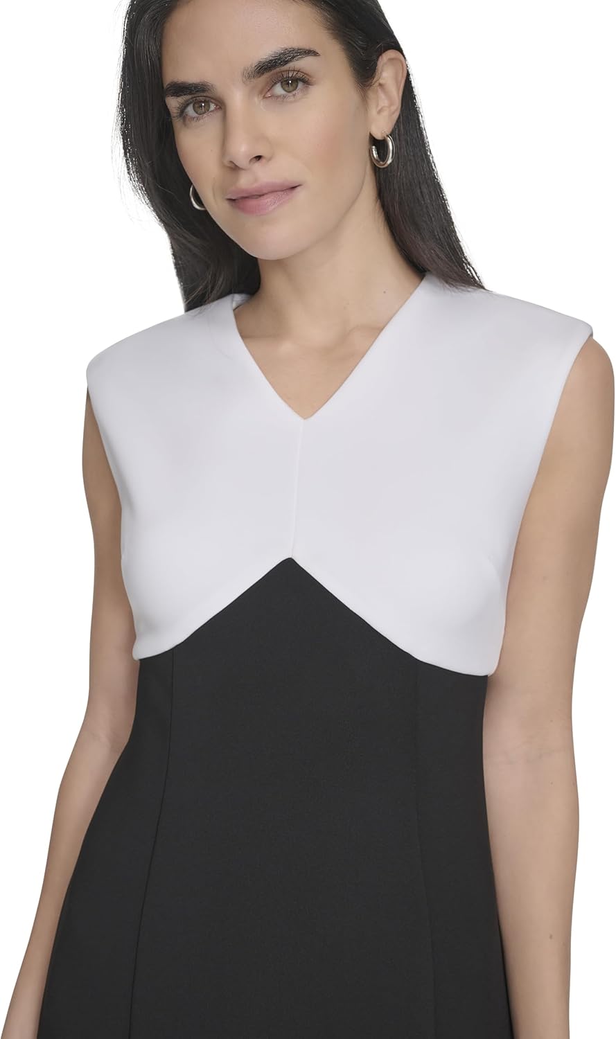Calvin Klein Womens Sleeveless V-Neck Two Tone Midi Shift Dress - Image 5