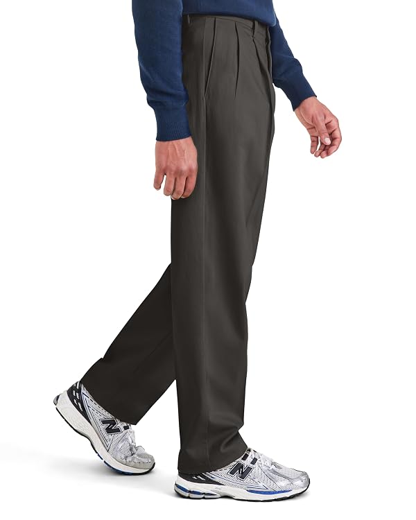 Dockers Men's Signature Khaki Relaxed Fit Iron Free with Stain Defender® Pants - Pleated, Steelhead, 44W x 30L by DOCKERS - Used condition - Image 2