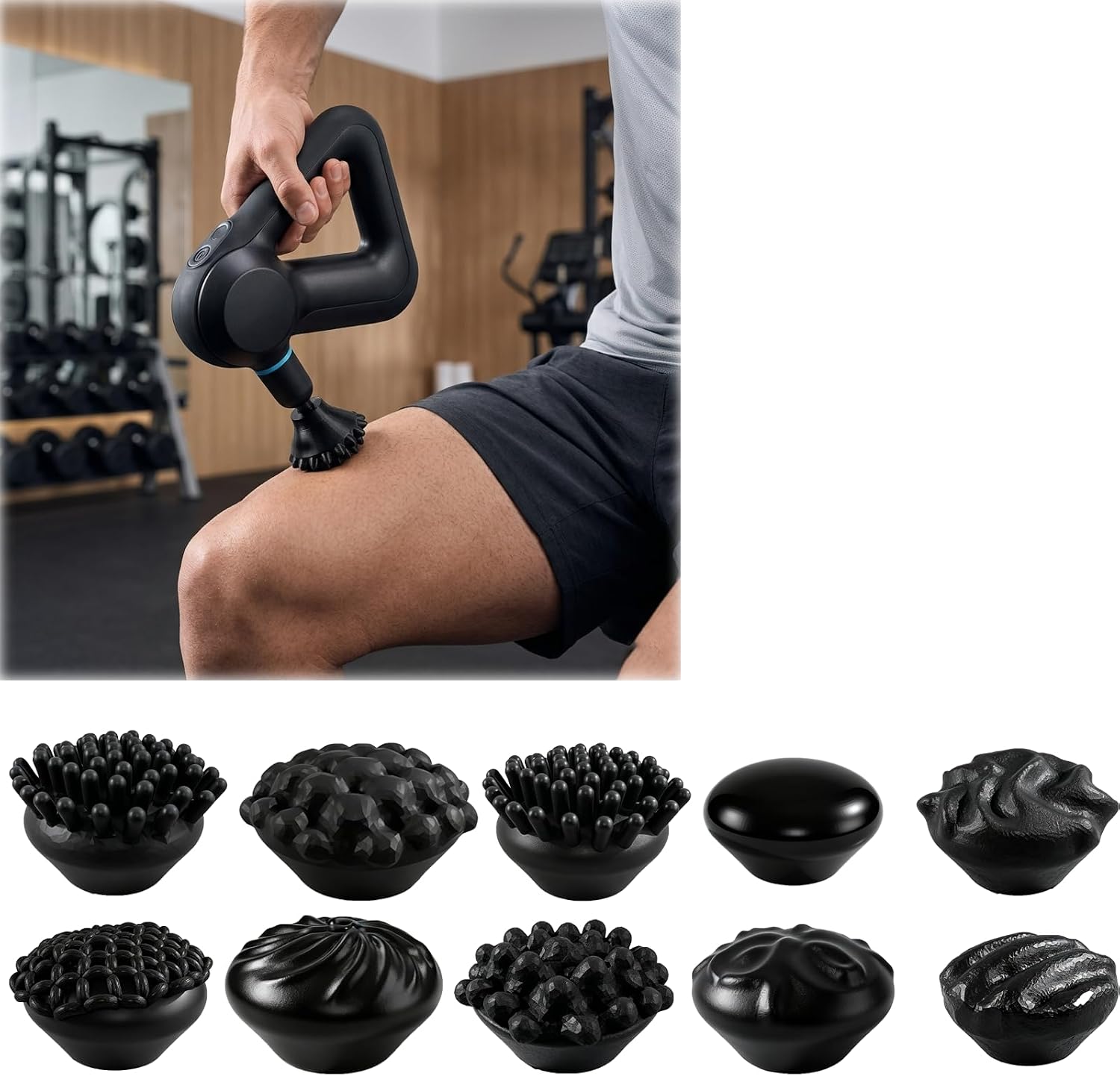 Replaceable Massage Head Attachment Set Compatible with Pure Wave, Massage Gun Replacement Heads for Back Shoulder Leg and Full Body Massage Routines 10PC