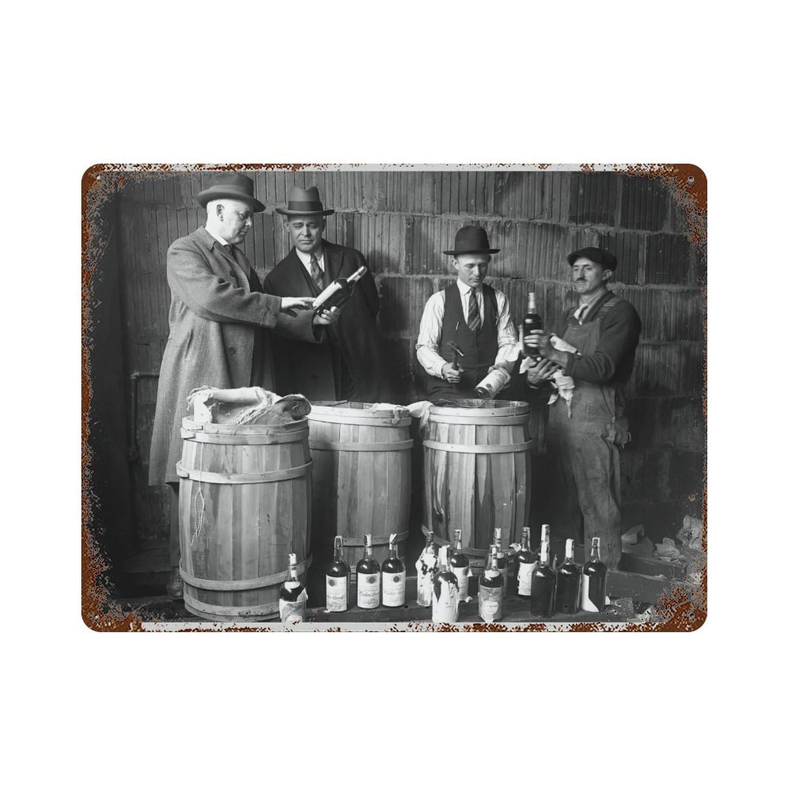 xiaoxiaoshen Prohibition Busts Photo Black And White, Vintage Speakeasy Bar Decor Wall Decor Art Metal Tin Poster Modern Home Decor Art Home Bar Shop Decorations Vintage Sign 30x40cm