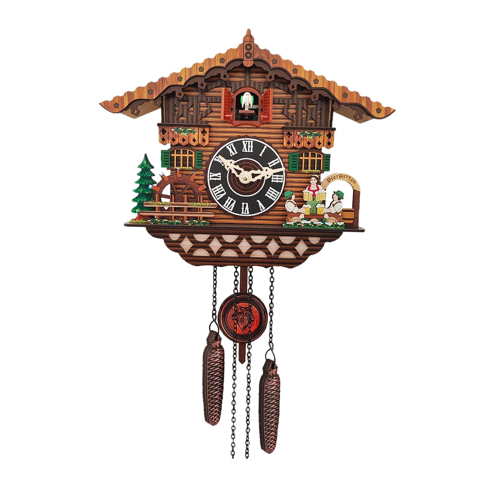 Wooden Retro Cuckoo Clock Wall Clocks Farmhouse Clock Windchime House Boat 3