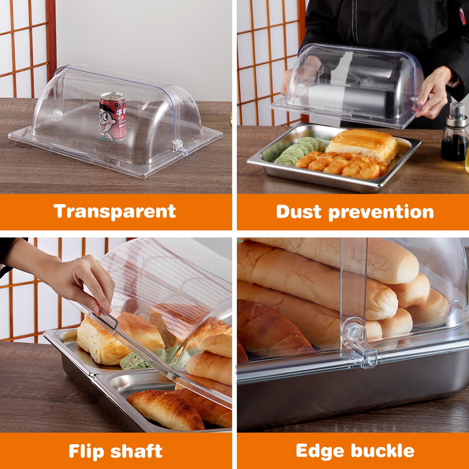 TOYANDONA Copertura Antipolvere per Torta e Copertura Vetrina Dessert in Acrilico Trasparente, Coperchio per Servire Pane Apertura Completa, Espositore per Pasticceria per Buffet