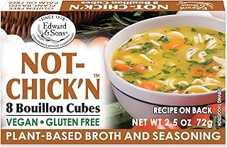 Edward & Sons Vegan Chicken Bouillon Cubes - Vegan Broth Cubes, Gluten Free, No Trans Fat, Use in Soups, Stews and Pilafs - 8 Count (Pack of 12)