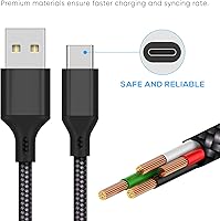 Vista 3 de Cable de carga para mando Xbox SeriesPS5 cable USB C de repuesto de nailon trenzado de carga larga rápida USB tipo C cable de carga con Xbox Series