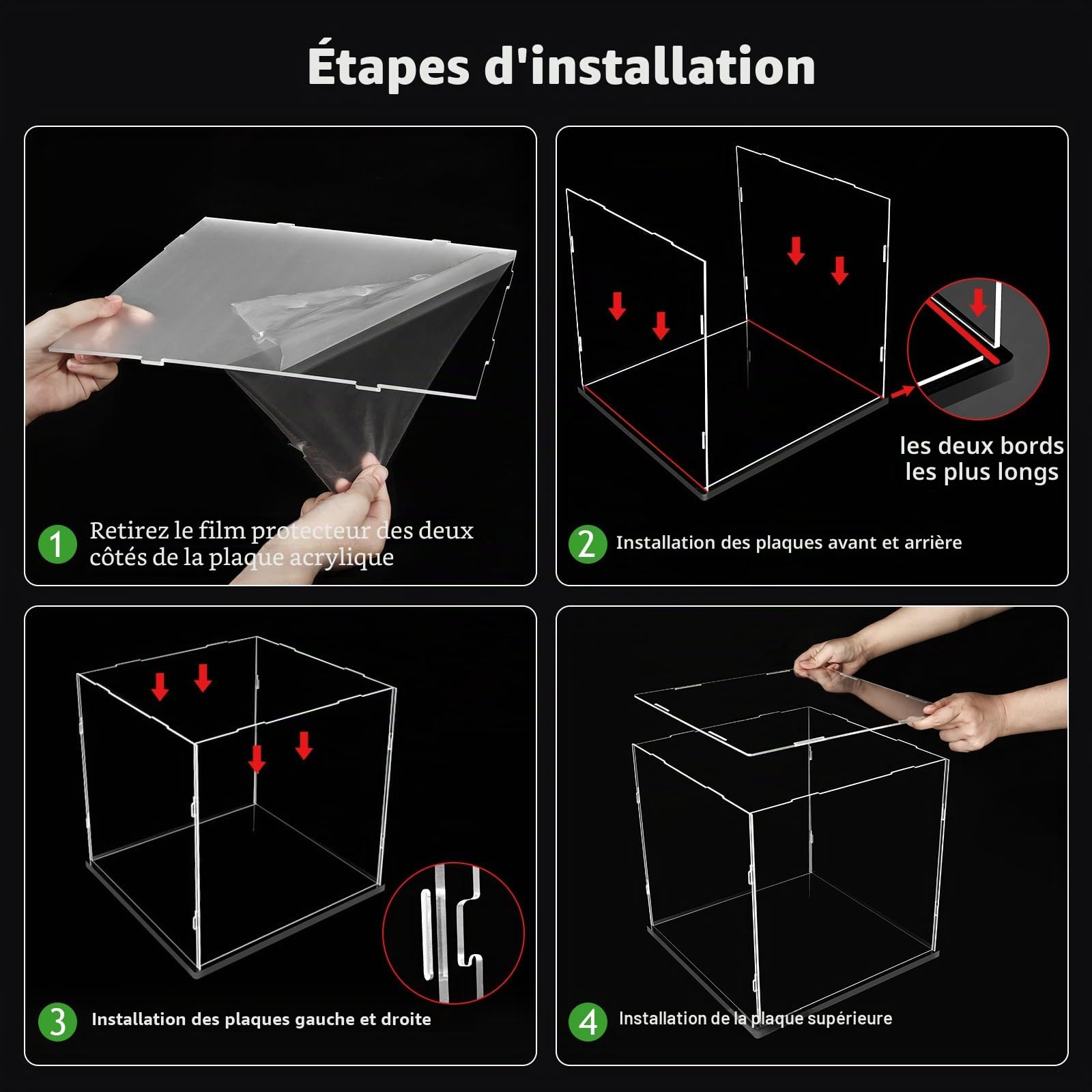 JUJOMAT Vitrine en acrylique transparente pour figurines d'action, jouets, objets de collection 17 x 17 x 17 cm